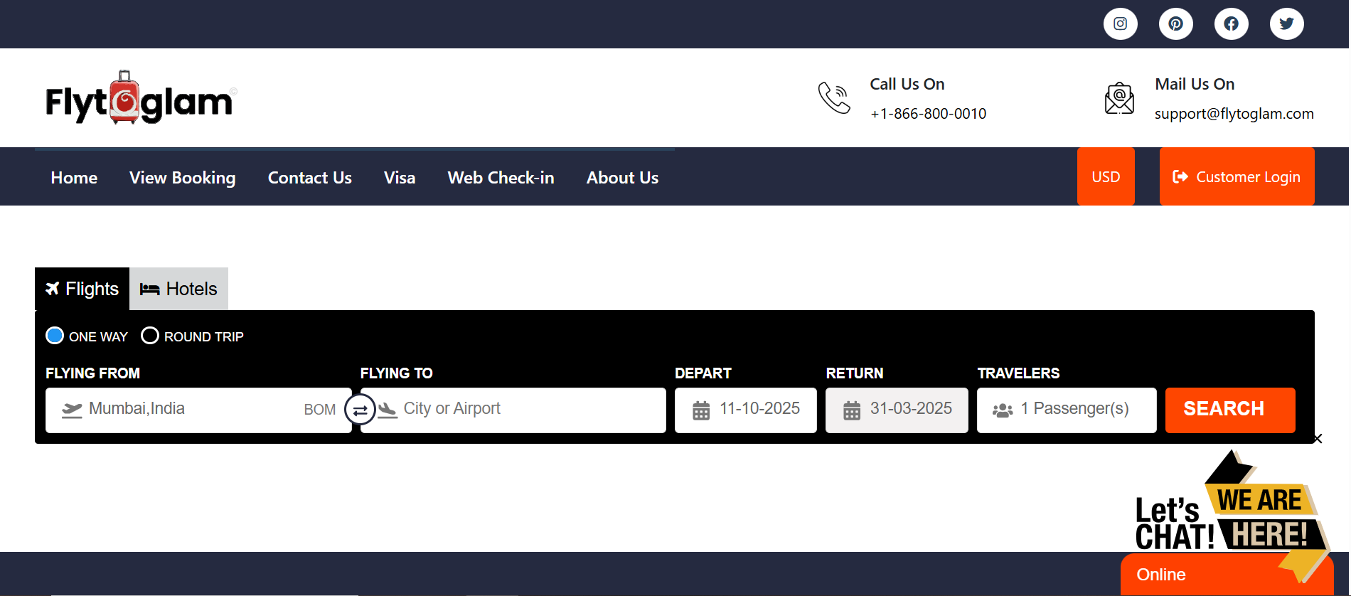 Fly to Glam Travel Website